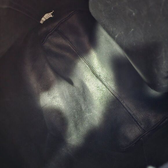 EUC MADEWELL BLACK LEATHER TRANSPORT DRAWSTRING TOTE LARGE - Picture 13 of 16